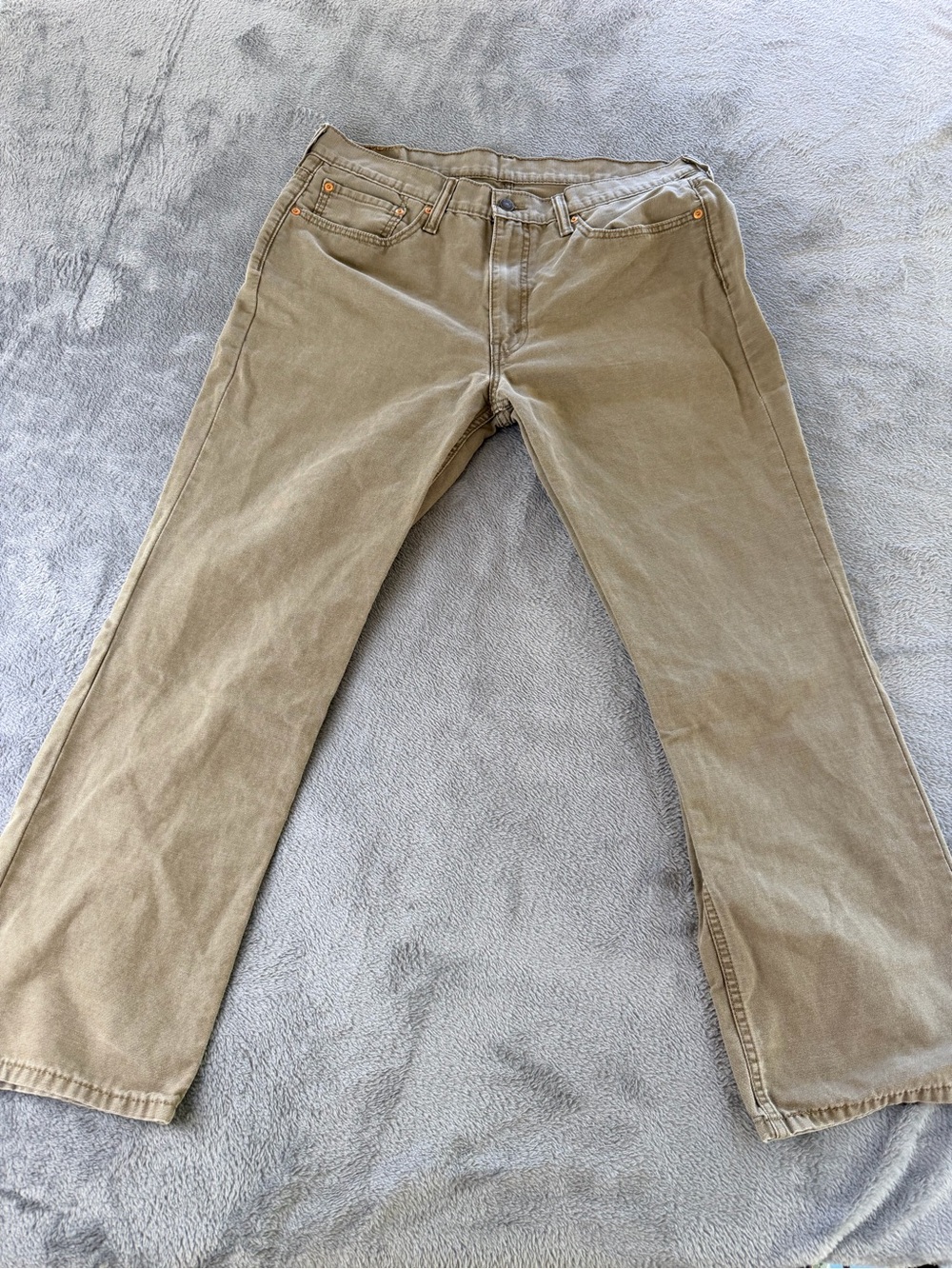 Levis 514 Straight Leg Jeans Men's 36x29 Medium Wash Beige Khaki Pants White Tab